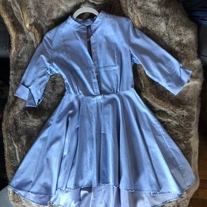 Blue lady like shirt dress with full skirt